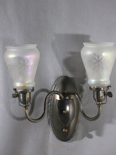 Double Arm Sconces with Cut Glass Starburst Shades
